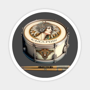 Snare Drum + Drumsticks + Art Nouveau = Rhythm Flows Magnet